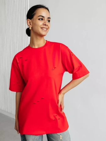 Футболка оверсайз большого размера с дырками