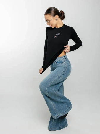 Лонгслив женский с принтом на груди нарядный ДК589