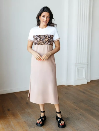 Платье женское леопардовое больших размеров длинное ПЛК569