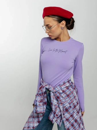 Лонгслив женский облегающий с принтом нарядный ДК589