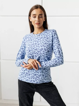 Лонгслив леопард женский облегающий с принтом дк571