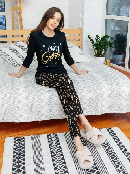 Пижама женская со штанами домашний костюм