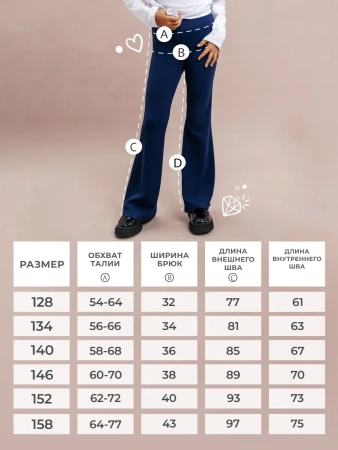 Школьные брюки клеш на резинке