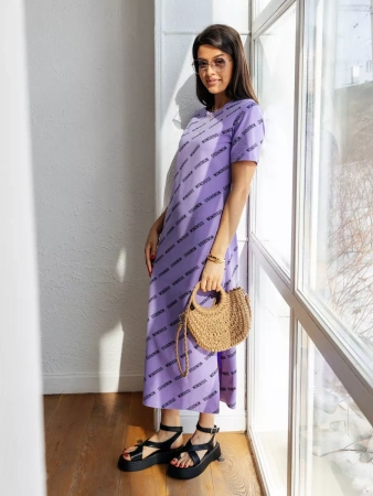 Платье футболка женское с принтом больших размеров ПЛК609