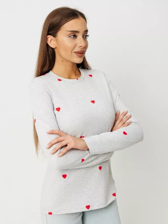 Лонгслив с сердечками облегающий с принтом дк571