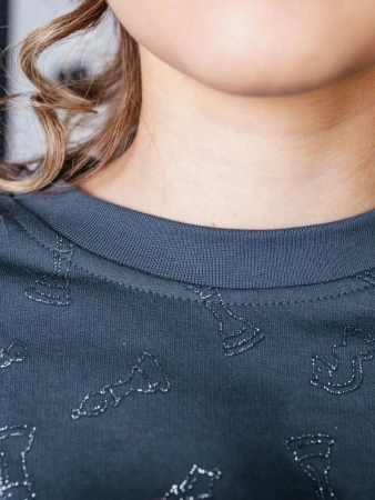 Кофта теплая одежда с принтом и блестками