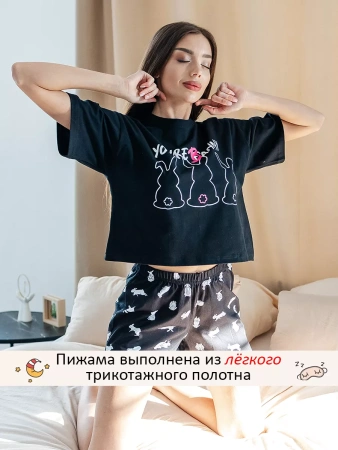 Пижама женская с шортами большие размеры хлопок