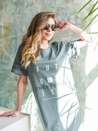 Туника женская домашняя больших размеров с принтом