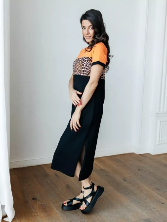 Платье трикотажное леопардовое больших размеров ПЛК569