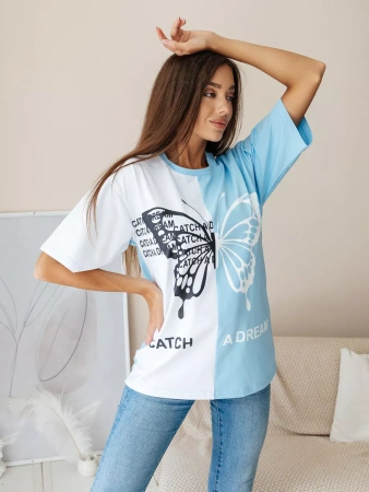 Футболка оверсайз с принтом новогодняя больших размеров