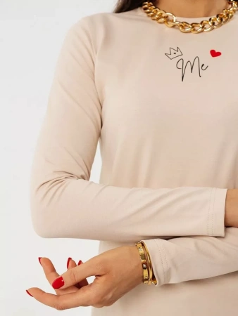 Лонгслив женский облегающий с принтом нарядный ДК589