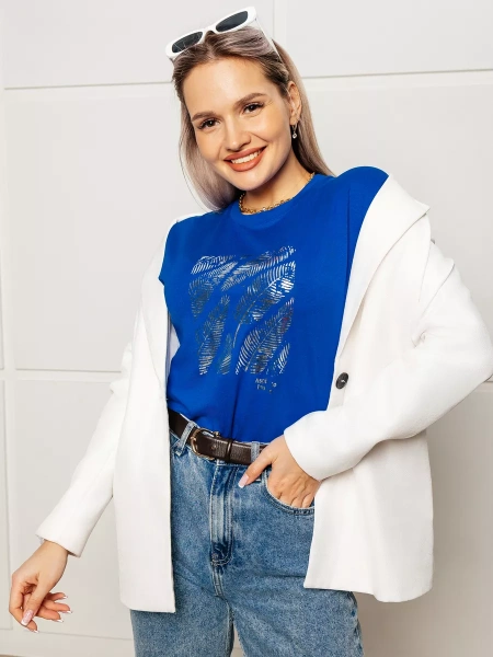 Футболка большого размера с принтом удлиненная нарядная