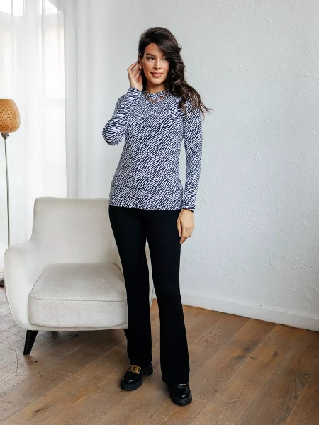 Лонгслив зебра женский облегающий с принтом дк571