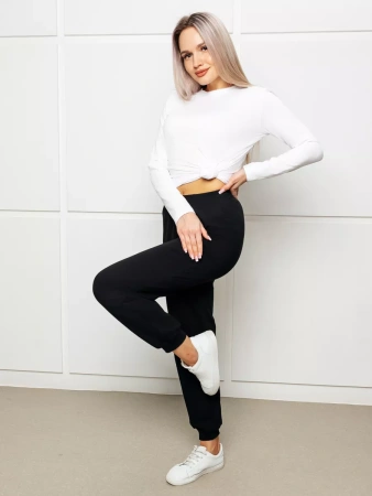 Брюки джоггеры на резинке домашние черные БФ595