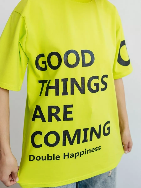 Футболка с принтом оверсайз летняя больших размеров OK