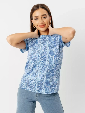 Футболка прямая с принтом хлопок больших размеров ФК561