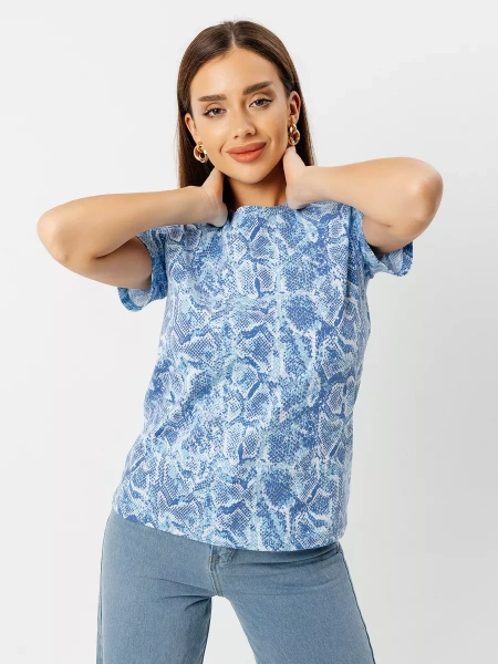 Футболка прямая с принтом хлопок больших размеров ФК561