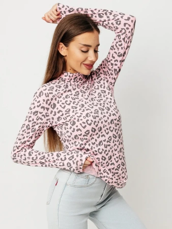 Водолазка женская облегающий лонгслив с принтом ДК572