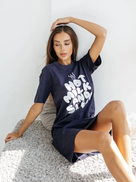 Ночнушка женская туника домашняя футболка длинная