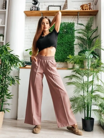 Брюки женские классические палаццо высокой посадкой широкие