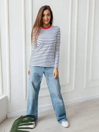 Лонгслив тельняшка большого размера джемпер