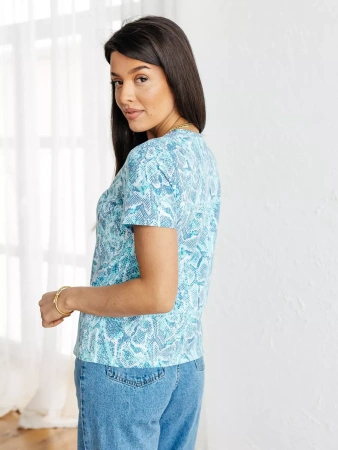 Футболка прямая с принтом хлопок больших размеров ФК561