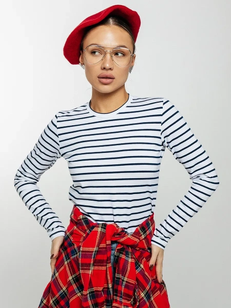 Лонгслив тельняшка большого размера джемпер