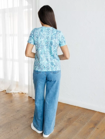 Футболка прямая с принтом хлопок больших размеров ФК561