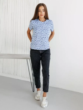 Футболка прямая с принтом хлопок больших размеров ФК561