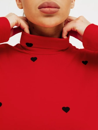 Водолазка женская облегающий лонгслив с принтом ДК572