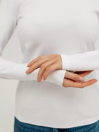 Лонгслив белый облегающий кофта больших размеров дк540