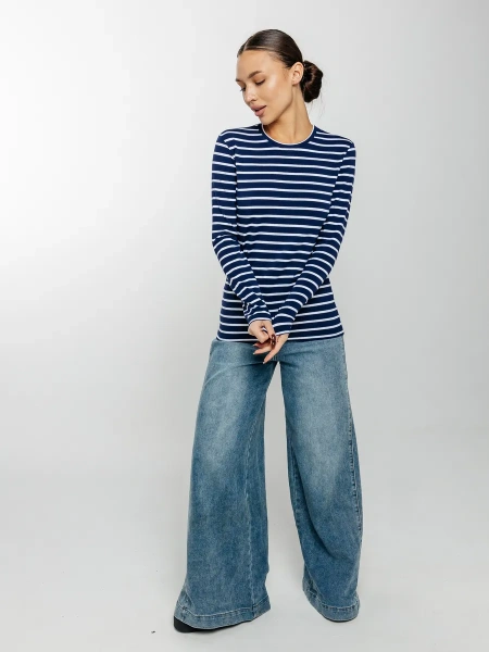 Лонгслив тельняшка большого размера джемпер