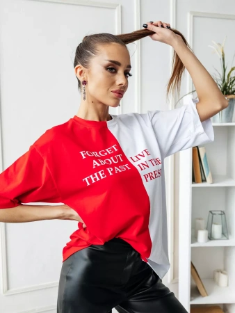 Футболка с принтом оверсайз больших размеров ФК531