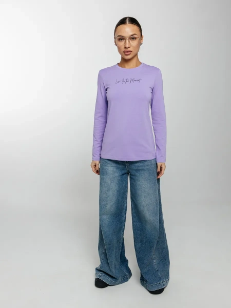 Лонгслив женский облегающий с принтом нарядный ДК589