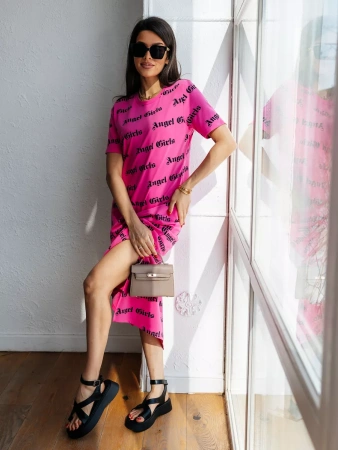 Платье женкое трикотажное с принтом больших размеров ПЛК609