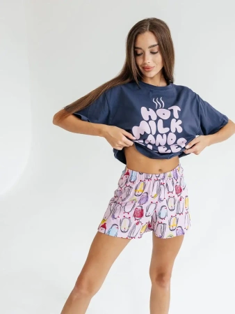 Пижама женская с шортами большие размеры хлопок