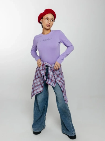 Лонгслив женский облегающий с принтом нарядный ДК589