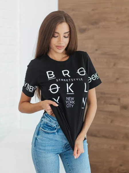 Футболка хлопок с принтом летняя больших размеров ФК562