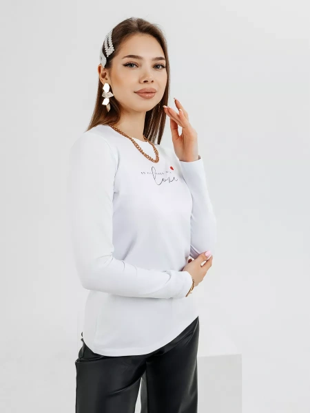 Лонгслив женский облегающий с принтом нарядный ДК589