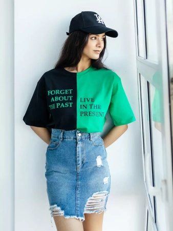 Футболка с принтом оверсайз больших размеров ФК531