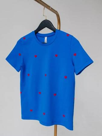 Футболка нарядная с сердечками хлопок больших размеров Ф561