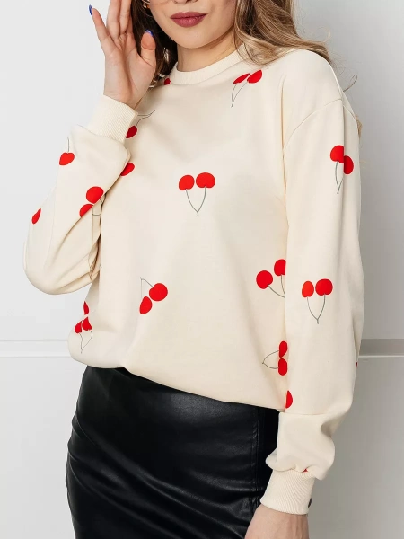 Свитшот женский с сердечками кофта нарядная ДФ580