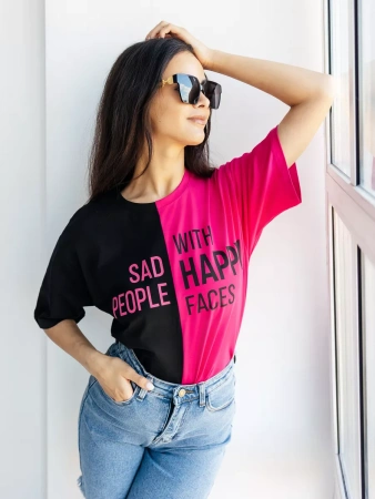 Футболка с принтом оверсайз больших размеров ФК531