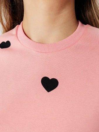 Свитшот женский с сердечками кофта больших размеров ДФ580