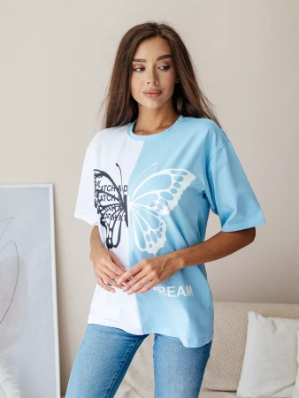 Футболка оверсайз с принтом новогодняя больших размеров