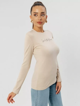 Лонгслив женский облегающий с принтом нарядный ДК589