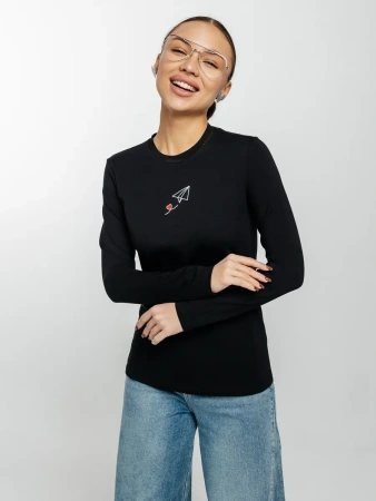 Лонгслив женский с принтом на груди нарядный ДК589