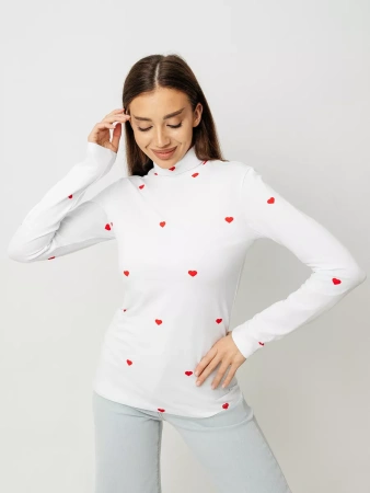 Водолазка женская облегающий лонгслив с принтом ДК572