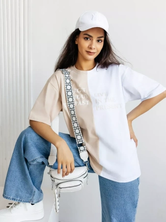 Футболка базовая с принтом оверсайз больших размеров