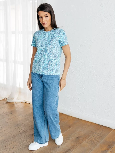 Футболка прямая с принтом хлопок больших размеров ФК561